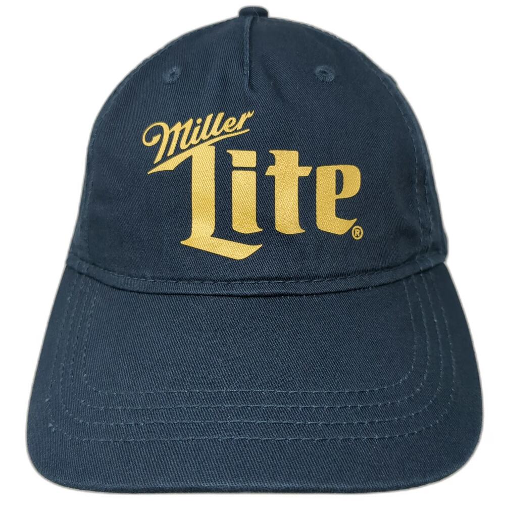 Miller Lite H3 Headwear 5 Panel Blue Hat One Size Gold Logo Strapback Beer Merch